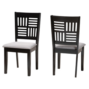 Baxton Studio Deanna Modern Grey Fabric And Dark Brown Finished Wood 2-Piece Dining Chair Set