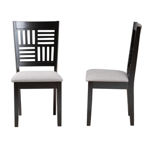 Baxton Studio Deanna Modern Grey Fabric And Dark Brown Finished Wood 2-Piece Dining Chair Set