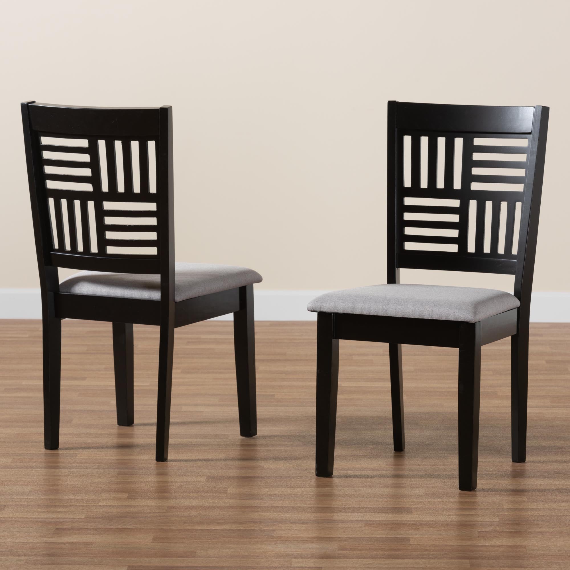 Baxton Studio Deanna Modern Grey Fabric And Dark Brown Finished Wood 2-Piece Dining Chair Set