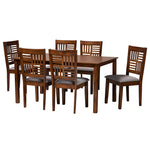 Load image into Gallery viewer, Baxton Studio Deanna Modern Grey Fabric And Walnut Brown Finished Wood 7-Piece Dining Set
