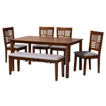 Load image into Gallery viewer, Baxton Studio Deanna Modern Grey Fabric And Walnut Brown Finished Wood 6-Piece Dining Set
