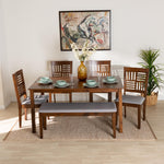 Load image into Gallery viewer, Baxton Studio Deanna Modern Grey Fabric And Walnut Brown Finished Wood 6-Piece Dining Set
