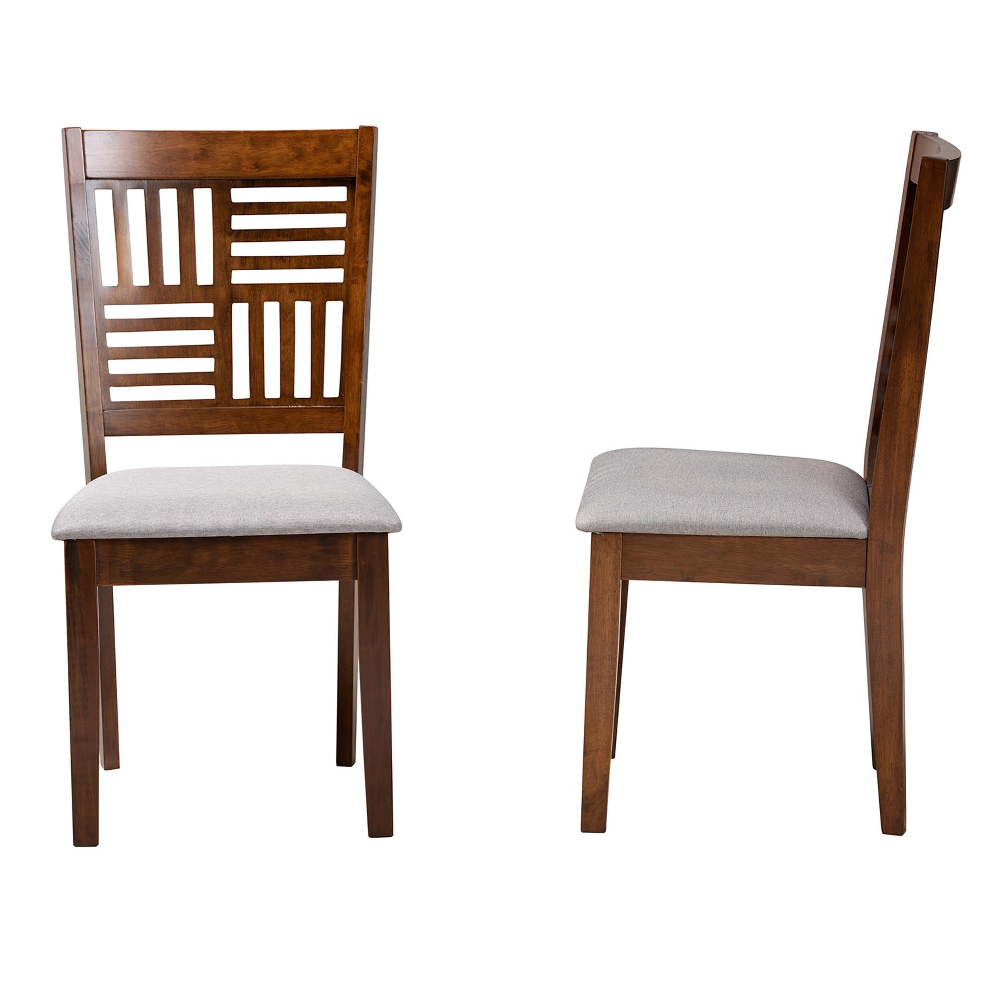 Baxton Studio Deanna Modern Grey Fabric And Walnut Brown Finished Wood 2-Piece Dining Chair Set