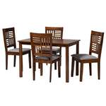 Load image into Gallery viewer, Baxton Studio Deanna Modern Grey Fabric And Walnut Brown Finished Wood 5-Piece Dining Set
