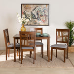 Load image into Gallery viewer, Baxton Studio Deanna Modern Grey Fabric And Walnut Brown Finished Wood 5-Piece Dining Set
