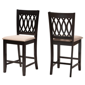 Baxton Studio Florencia Modern Beige Fabric And Espresso Brown Finished Wood 2-Piece Counter Stool Set