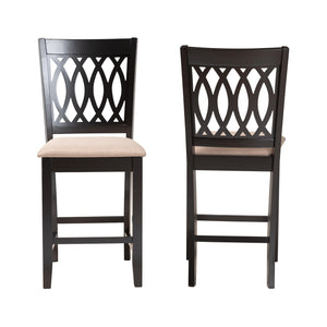 Baxton Studio Florencia Modern Beige Fabric And Espresso Brown Finished Wood 2-Piece Counter Stool Set