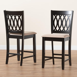 Baxton Studio Florencia Modern Beige Fabric And Espresso Brown Finished Wood 2-Piece Counter Stool Set