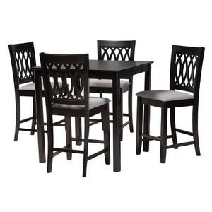 Baxton Studio Florencia Modern Grey Fabric And Espresso Brown Finished Wood 5-Piece Pub Set