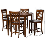 Load image into Gallery viewer, Baxton Studio Florencia Modern Grey Fabric And Walnut Brown Finished Wood 5-Piece Pub Set
