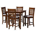 Load image into Gallery viewer, Baxton Studio Florencia Modern Grey Fabric And Walnut Brown Finished Wood 5-Piece Pub Set
