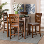 Load image into Gallery viewer, Baxton Studio Florencia Modern Grey Fabric And Walnut Brown Finished Wood 5-Piece Pub Set
