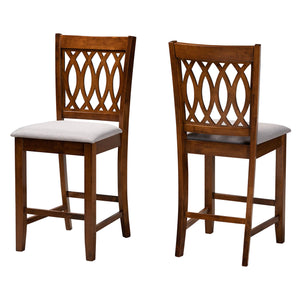 Baxton Studio Florencia Modern Grey Fabric And Walnut Brown Finished Wood 2-Piece Counter Stool Set