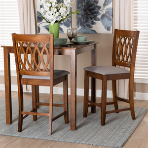 Baxton Studio Florencia Modern Grey Fabric And Walnut Brown Finished Wood 2-Piece Counter Stool Set