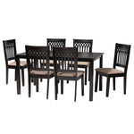 Load image into Gallery viewer, Baxton Studio Genesis Modern Beige Fabric And Dark Brown Finished Wood 7-Piece Dining Set
