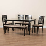 Load image into Gallery viewer, Baxton Studio Genesis Modern Beige Fabric And Dark Brown Finished Wood 6-Piece Dining Set
