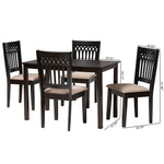 Load image into Gallery viewer, Baxton Studio Genesis Modern Beige Fabric And Dark Brown Finished Wood 5-Piece Dining Set
