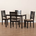 Load image into Gallery viewer, Baxton Studio Genesis Modern Beige Fabric And Dark Brown Finished Wood 5-Piece Dining Set
