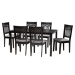 Load image into Gallery viewer, Baxton Studio Genesis Modern Grey Fabric And Dark Brown Finished Wood 7-Piece Dining Set
