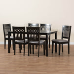 Load image into Gallery viewer, Baxton Studio Genesis Modern Grey Fabric And Dark Brown Finished Wood 7-Piece Dining Set
