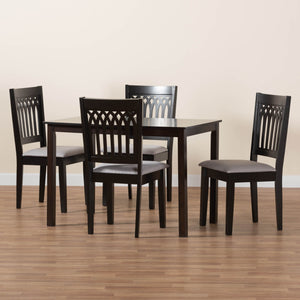 Baxton Studio Genesis Modern Grey Fabric And Dark Brown Finished Wood 5-Piece Dining Set