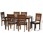 Load image into Gallery viewer, Baxton Studio Genesis Modern Grey Fabric And Walnut Brown Finished Wood 7-Piece Dining Set
