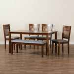 Load image into Gallery viewer, Baxton Studio Genesis Modern Grey Fabric And Walnut Brown Finished Wood 6-Piece Dining Set
