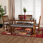 Load image into Gallery viewer, Baxton Studio Genesis Modern Grey Fabric And Walnut Brown Finished Wood 6-Piece Dining Set
