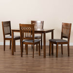 Load image into Gallery viewer, Baxton Studio Genesis Modern Grey Fabric And Walnut Brown Finished Wood 5-Piece Dining Set
