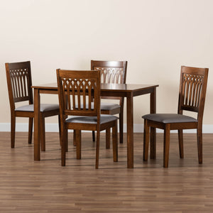 Baxton Studio Genesis Modern Grey Fabric And Walnut Brown Finished Wood 5-Piece Dining Set