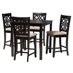 Load image into Gallery viewer, Baxton Studio Abigail Modern Beige Fabric And Dark Brown Finished Wood 5-Piece Pub Set
