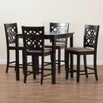 Load image into Gallery viewer, Baxton Studio Abigail Modern Beige Fabric And Dark Brown Finished Wood 5-Piece Pub Set
