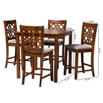 Load image into Gallery viewer, Baxton Studio Abigail Modern Grey Fabric And Walnut Brown Finished Wood 5-Piece Pub Set
