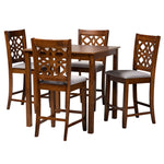 Load image into Gallery viewer, Baxton Studio Abigail Modern Grey Fabric And Walnut Brown Finished Wood 5-Piece Pub Set
