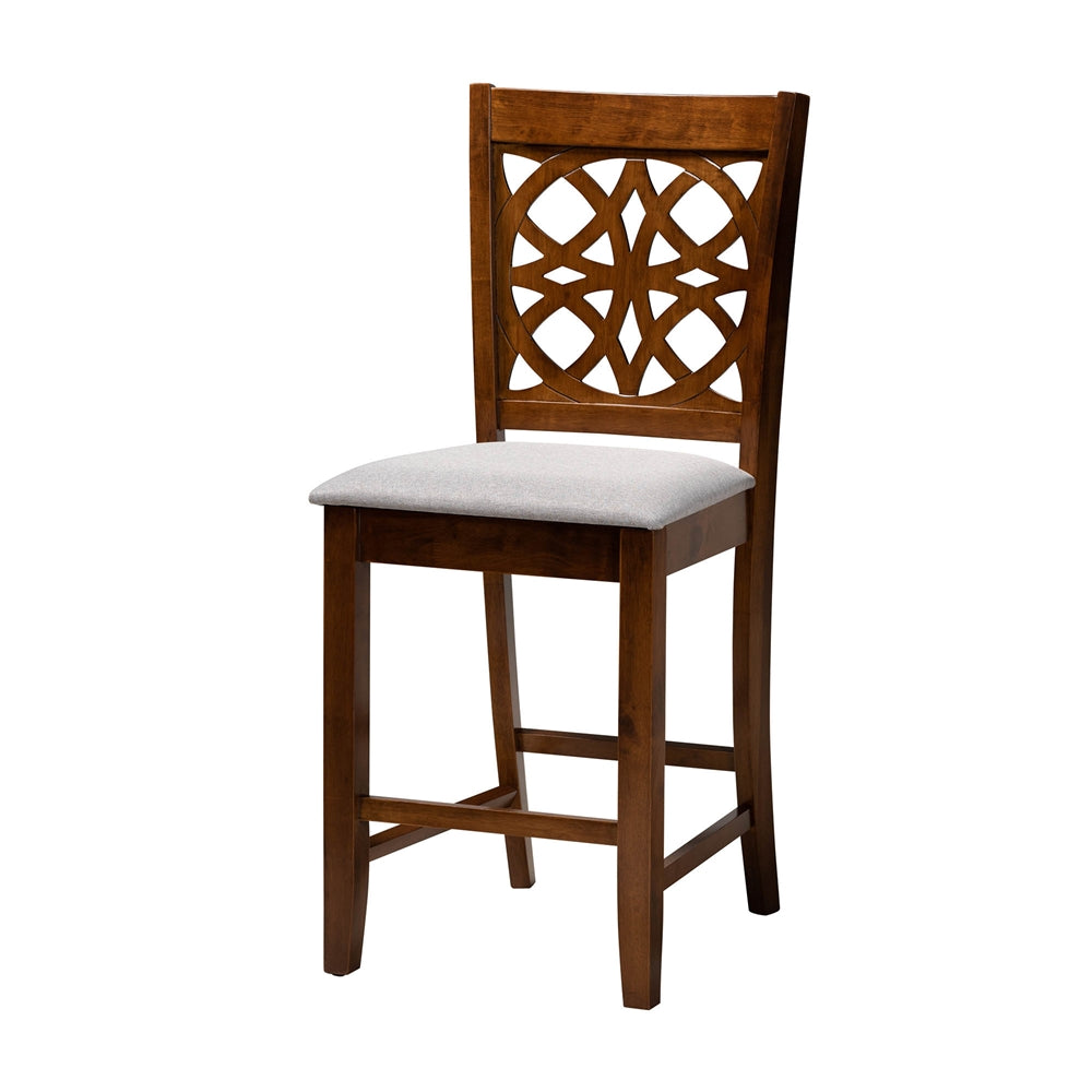 Baxton Studio Abigail Modern Grey Fabric And Walnut Brown Finished Wood 5-Piece Pub Set