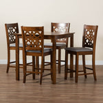 Load image into Gallery viewer, Baxton Studio Abigail Modern Grey Fabric And Walnut Brown Finished Wood 5-Piece Pub Set
