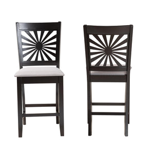 Baxton Studio Olympia Modern Grey Fabric And Espresso Brown Finished Wood 2-Piece Counter Stool Set