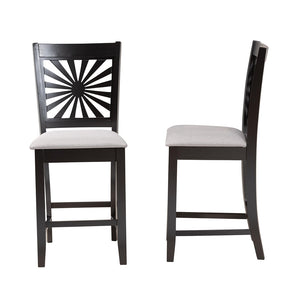 Baxton Studio Olympia Modern Grey Fabric And Espresso Brown Finished Wood 2-Piece Counter Stool Set