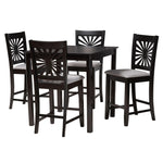 Load image into Gallery viewer, Baxton Studio Olympia Modern Grey Fabric And Espresso Brown Finished Wood 5-Piece Pub Set
