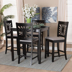 Load image into Gallery viewer, Baxton Studio Olympia Modern Grey Fabric And Espresso Brown Finished Wood 5-Piece Pub Set
