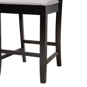 Baxton Studio Deanna Modern Grey Fabric And Dark Brown Finished Wood 2-Piece Counter Stool Set