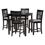 Load image into Gallery viewer, Baxton Studio Deanna Modern Grey Fabric And Dark Brown Finished Wood 5-Piece Pub Set
