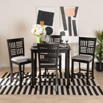 Load image into Gallery viewer, Baxton Studio Deanna Modern Grey Fabric And Dark Brown Finished Wood 5-Piece Pub Set
