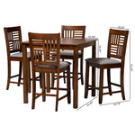 Load image into Gallery viewer, Baxton Studio Deanna Modern Grey Fabric And Walnut Brown Finished Wood 5-Piece Pub Set
