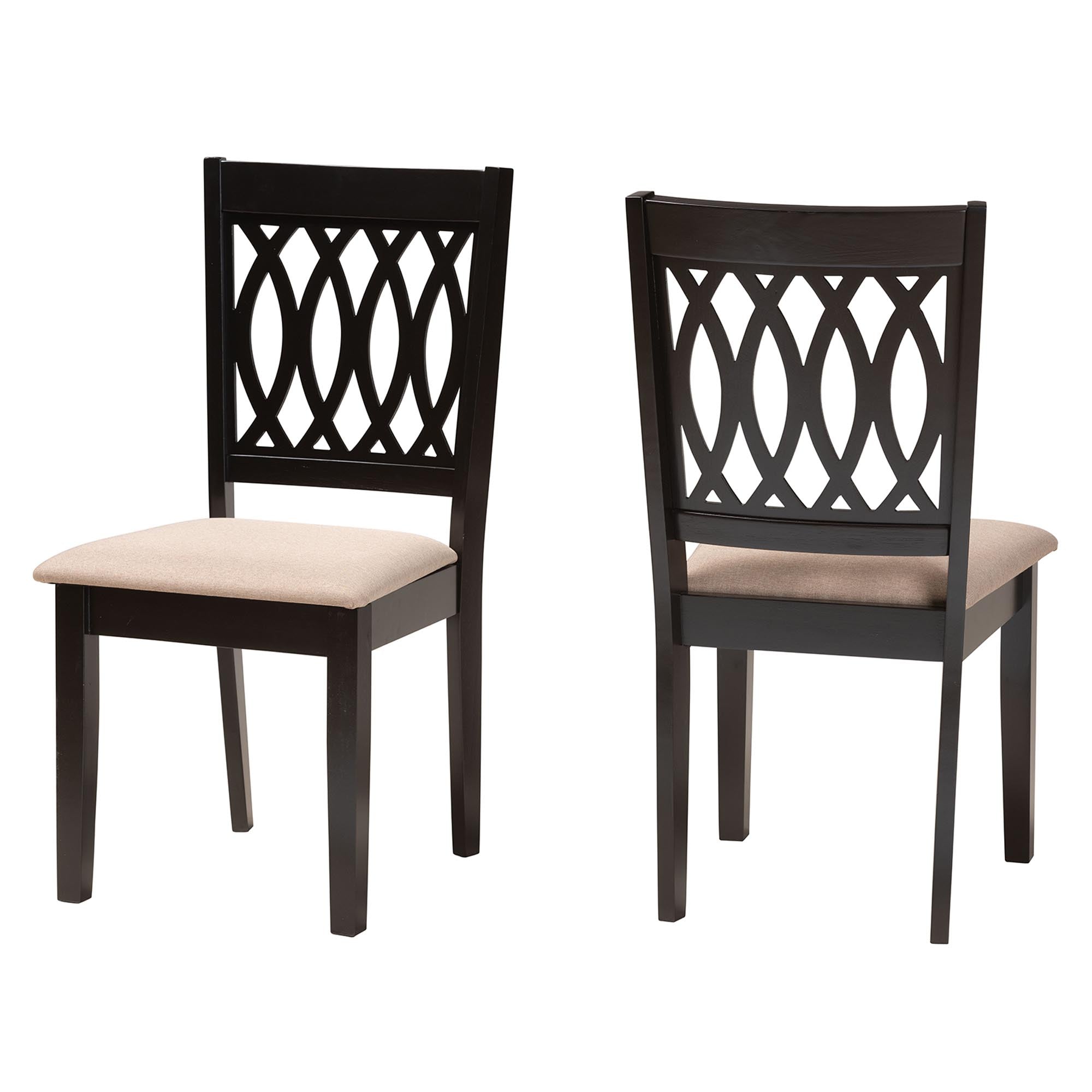 Baxton Studio Florencia Modern Beige Fabric And Espresso Brown Finished Wood 2-Piece Dining Chair Set