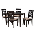 Load image into Gallery viewer, Baxton Studio Florencia Modern Beige Fabric And Espresso Brown Finished Wood 5-Piece Dining Set
