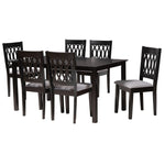 Load image into Gallery viewer, Baxton Studio Florencia Modern Grey Fabric And Espresso Brown Finished Wood 7-Piece Dining Set
