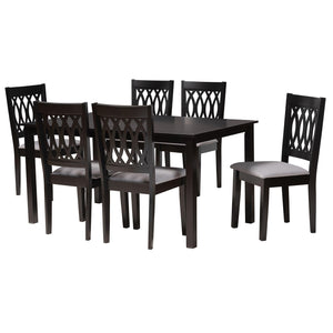 Baxton Studio Florencia Modern Grey Fabric And Espresso Brown Finished Wood 7-Piece Dining Set