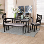 Load image into Gallery viewer, Baxton Studio Florencia Modern Grey Fabric And Espresso Brown Finished Wood 6-Piece Dining Set
