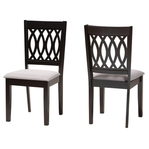 Baxton Studio Florencia Modern Grey Fabric And Espresso Brown Finished Wood 2-Piece Dining Chair Set